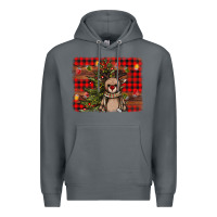 Rock reindeer trees background Premium Hoodie - AdoDesignShop
