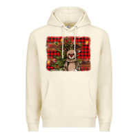 Sandshell reindeer trees background Premium Hoodie - AdoDesignShop