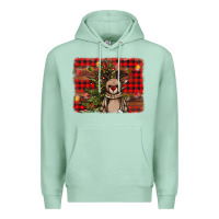Seafoam reindeer trees background Premium Hoodie - AdoDesignShop