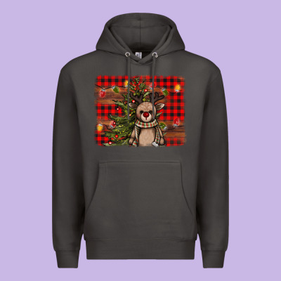 Reindeer Trees Background Premium Hoodie Designed By Adodesignshop