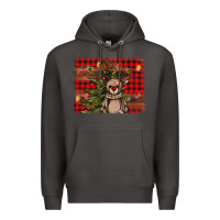 Smoke reindeer trees background Premium Hoodie - AdoDesignShop