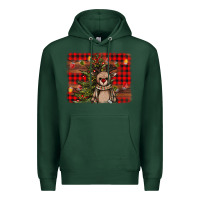 Sports Green reindeer trees background Premium Hoodie - AdoDesignShop