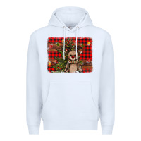 White reindeer trees background Premium Hoodie - AdoDesignShop
