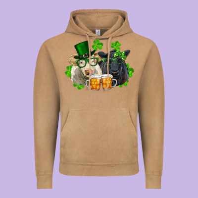 St. Patrick's Day Charolais And Black Angus Cows Vintage Hoodie Designed By Ranaportraitstore
