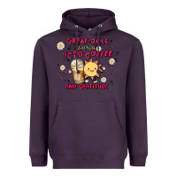 Plum great days start with iced coffee and gratitude Heavyweight Hoodie - MaliasSmallBusiness
