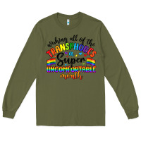 Army Green wishing all of the transphobes uncomfortable month Long Sleeve Tee - Artiststas