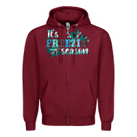 Burgundy it's freezin' season Zipper Hoodie - AdoDesignShop