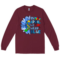 Burgundy in april we wear blue sunflower Long Sleeve Tee - Artiststas