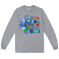Heather Grey in april we wear blue sunflower Long Sleeve Tee - Artiststas