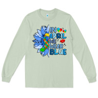 Matcha in april we wear blue sunflower Long Sleeve Tee - Artiststas