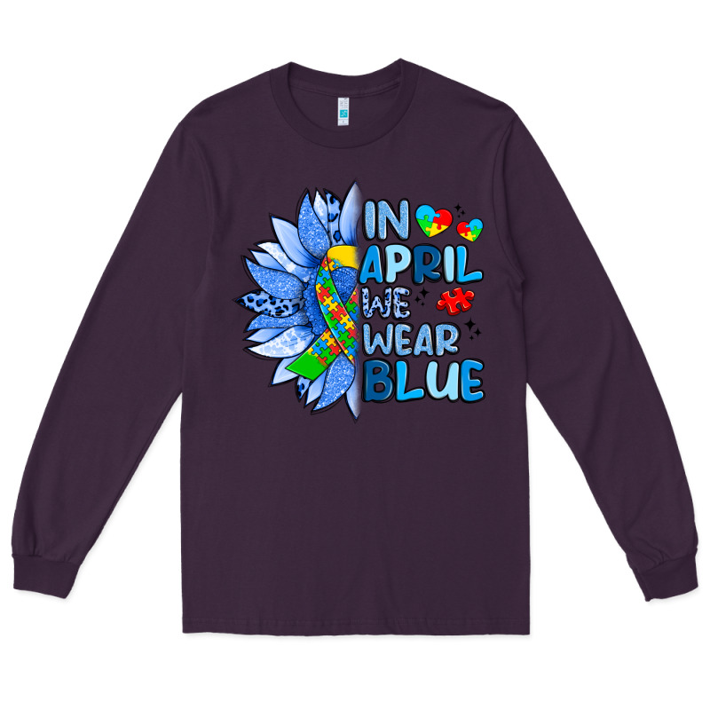 In April We Wear Blue Sunflower Long Sleeve Tee by Artiststas | Teevron