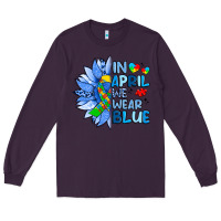 Plum in april we wear blue sunflower Long Sleeve Tee - Artiststas