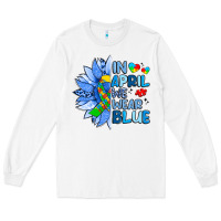 White in april we wear blue sunflower Long Sleeve Tee - Artiststas