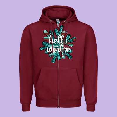 Hello Winter Zipper Hoodie Designed By Adodesignshop