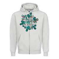 Dove Grey hello winter Zipper Hoodie - AdoDesignShop