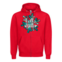 Red hello winter Zipper Hoodie - AdoDesignShop