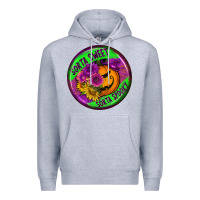 Heather Grey halloween round earrings Premium Hoodie - BundleAndBundleShop