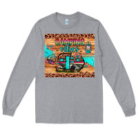 Heather Grey camping vibes Long Sleeve Tee - JahusDesignShop