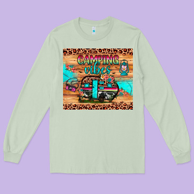 Camping Vibes Long Sleeve Tee Designed By Jahusdesignshop