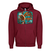 Burgundy free spirit native american indian headdress Zipper Hoodie - Artiststas