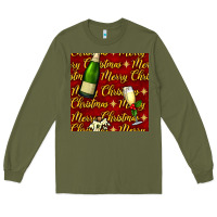 Army Green merry christmas champagne seamless pattern Long Sleeve Tee - BundleAndBundleShop