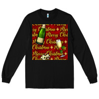 Black merry christmas champagne seamless pattern Long Sleeve Tee - BundleAndBundleShop