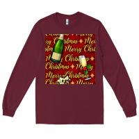 Burgundy merry christmas champagne seamless pattern Long Sleeve Tee - BundleAndBundleShop