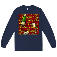Navy merry christmas champagne seamless pattern Long Sleeve Tee - BundleAndBundleShop