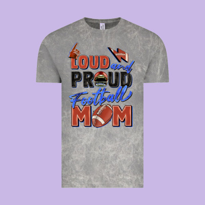 Loud And Proud Football Mom Vintage Tee Designed By Zillion Design Studio