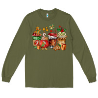 Army Green christmas cookie coffee cups Long Sleeve Tee - AdoDesignShop