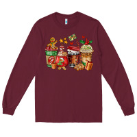 Burgundy christmas cookie coffee cups Long Sleeve Tee - AdoDesignShop