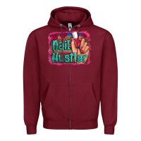 Burgundy nail hustler serape leopard background Zipper Hoodie - Artiststas