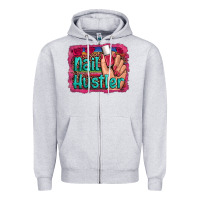 Heather Grey nail hustler serape leopard background Zipper Hoodie - Artiststas