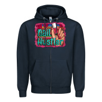 Navy nail hustler serape leopard background Zipper Hoodie - Artiststas