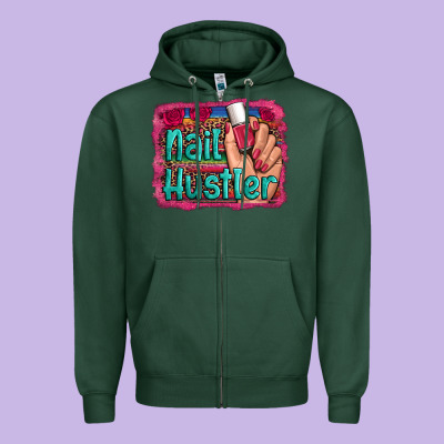 Nail Hustler Serape Leopard Background Zipper Hoodie Designed By Artiststas