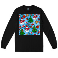 Black christmas trees and snow seamless pattern Long Sleeve Tee - BundleAndBundleShop