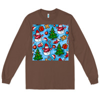 Chestnut christmas trees and snow seamless pattern Long Sleeve Tee - BundleAndBundleShop