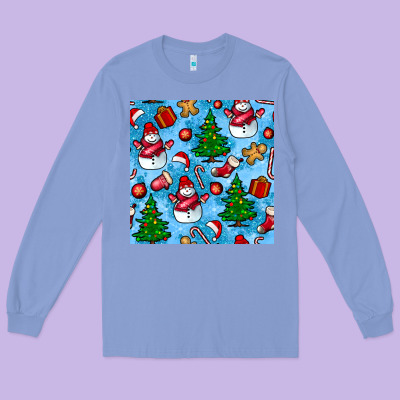 Christmas Trees And Snow Seamless Pattern Long Sleeve Tee Designed By Bundleandbundleshop
