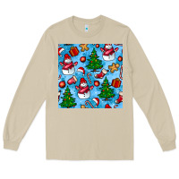 Mushroom christmas trees and snow seamless pattern Long Sleeve Tee - BundleAndBundleShop