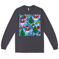 Smoke christmas trees and snow seamless pattern Long Sleeve Tee - BundleAndBundleShop