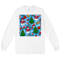White christmas trees and snow seamless pattern Long Sleeve Tee - BundleAndBundleShop
