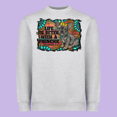 Life Is Better With A Frenchie Heavyweight Sweatshirt Designed By Ranaportraitstore
