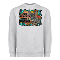 Heather Grey life is better with a frenchie Heavyweight Sweatshirt - RanaPortraitStore