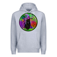 Heather Grey halloween round earrings Premium Hoodie - BundleAndBundleShop