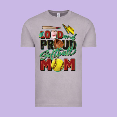 Loud And Proud Softball Mom Vintage Tee Designed By Zillion Design Studio