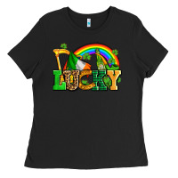 Black lucky with st patricks elements Ladies Tee - AdoDesignShop