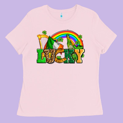 Lucky With St Patricks Elements Ladies Tee Designed By Adodesignshop