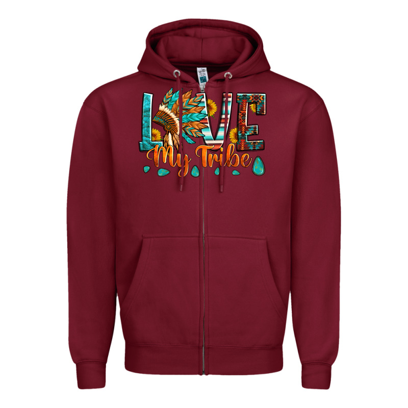 Love My Tribe Native American Indian Headdress Zipper Hoodie by Artiststas | Teevron