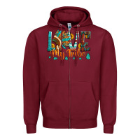 Burgundy love my tribe native american indian headdress Zipper Hoodie - Artiststas