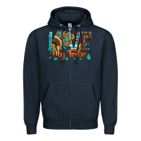 Navy love my tribe native american indian headdress Zipper Hoodie - Artiststas
